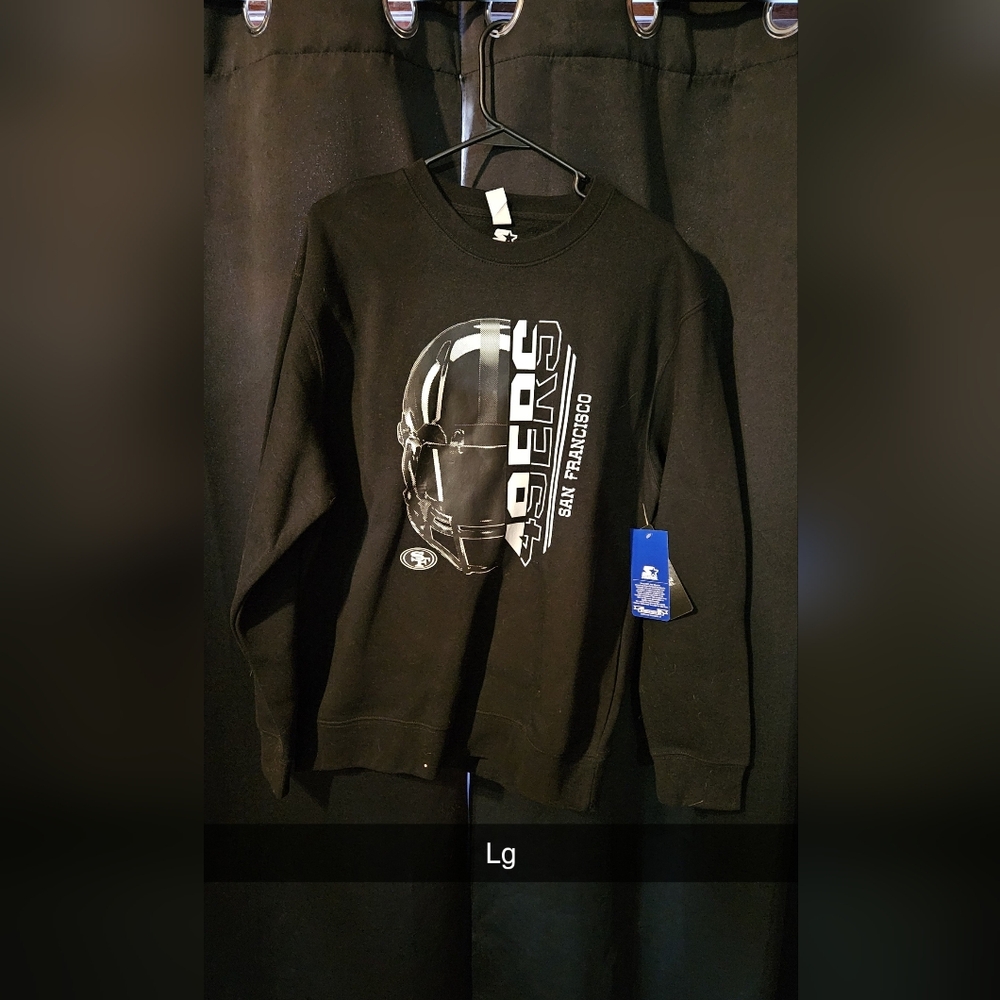 STARTER Men's Black San Francisco 49ers Crewneck Sweatshirt
